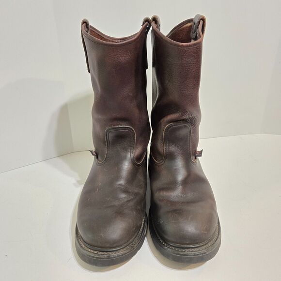 Mens Thorogood Dark Brown Leather Pull On Work Boots Sz 8.5 D 814-4222 USA Biker main image 5